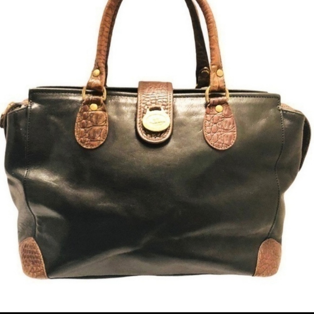 Brahmin Tuscan Pecan Croc Black Leather Bag